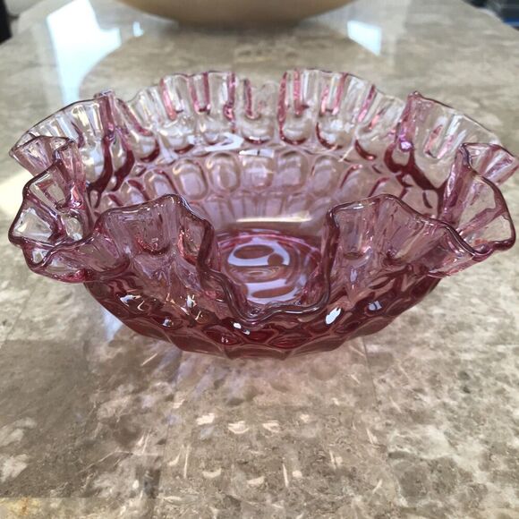 Fenton Other - Vintage Fenton Cranberry Colonial 8” Ruffled Edge Bowl